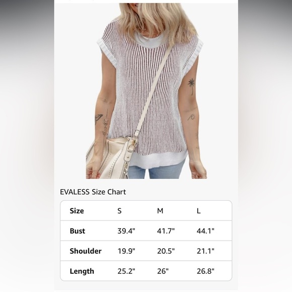 NEW Burgundy and white striped sweater tank top Medium - Picture 6 of 7